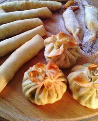 Хрустяшки из теста брик мешочки, конфеты, сигары