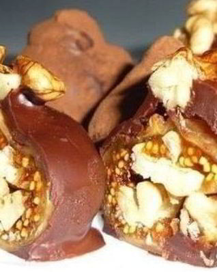 Шоколадные конфеты из инжира с грецкими орехами