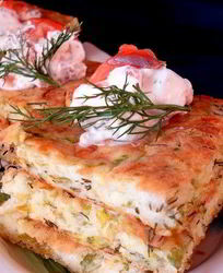 Флан из кабачков с кремом из форели