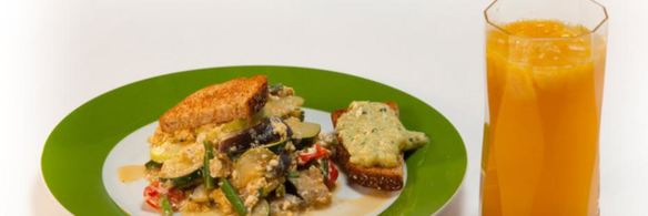 рагу из кабачков с кремом из цукини