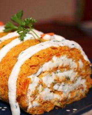 Рыжий рулетик с творожным кремом и рыбкой