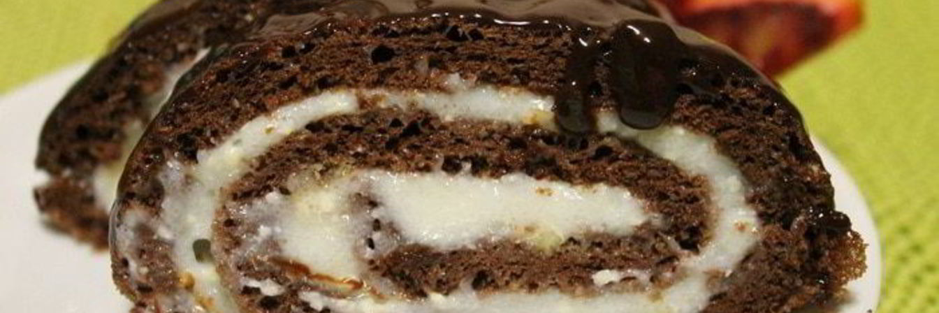 Шоколадный рулет с кремом из манки