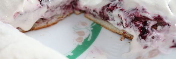 тонкие бисквитные коржи с жимолостью и сливочным кремом