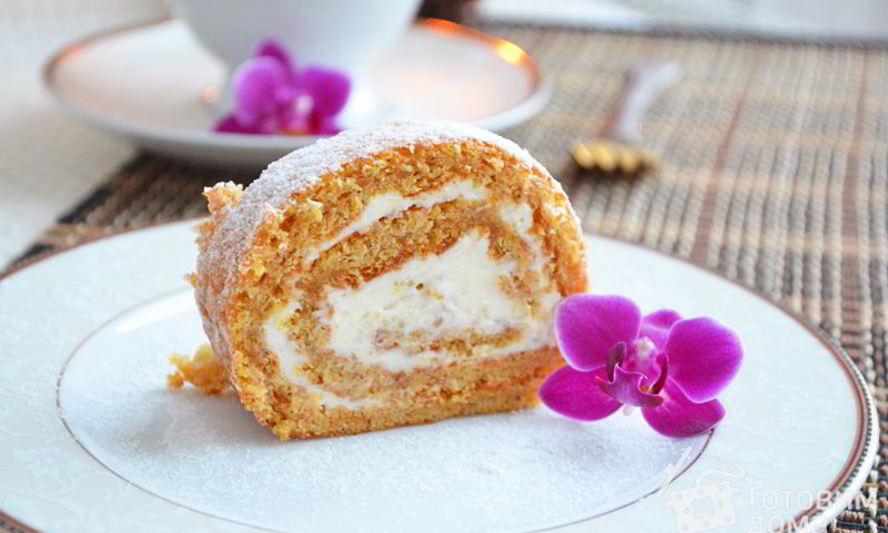 Рецепт тыквенного рулета со сливочным кремом