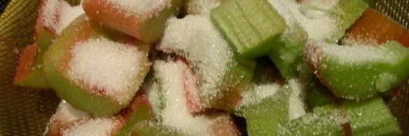 легкий десерт с ревенем, клубникой и йогуртом