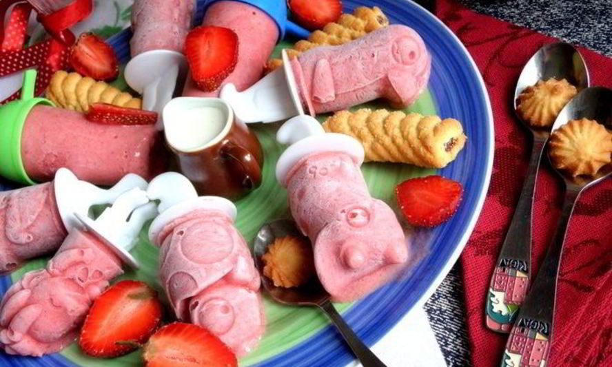 Рецепт бананова-клубничного мороженого