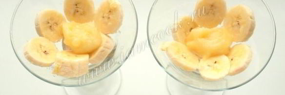 мороженое с лимонным курдом, шоколадом и бананом