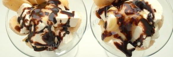 мороженое с лимонным курдом, шоколадом и бананом