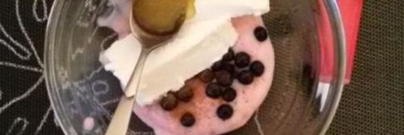 пюре-мороженое с желе из хрена и яблок под медово-мятным соусом