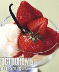 Ванильное мороженое с клубничным шербетом