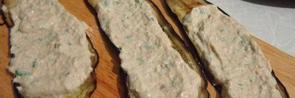 рулеты из баклажанов с рыбным муссом