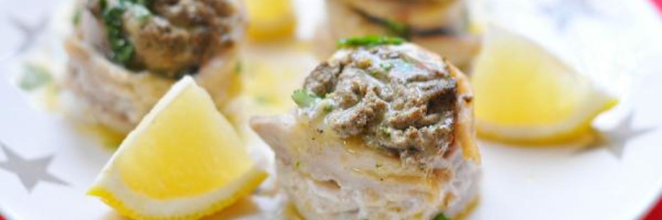 Рыбные рулетики с грибным муссом