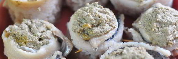 рыбные рулетики с грибным муссом