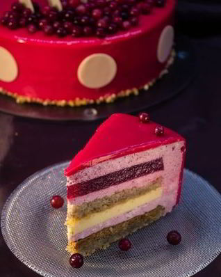 Торт-мусс с клюквой и пралине