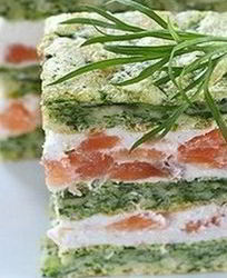 Закуска с соленой семгой и творожным муссом