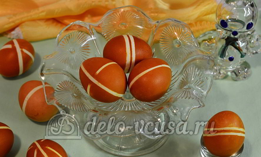 Рецепт пасхальных яиц в полоску