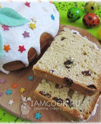 Сдобный кулич с изюмом в хлебопечке