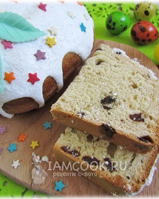 Сдобный кулич с изюмом в хлебопечке