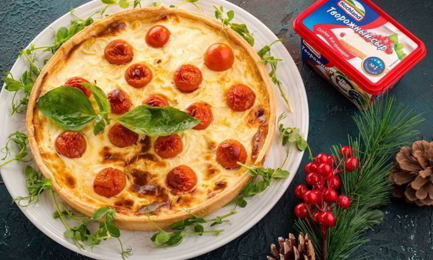 Рецепт киша с сырным суфле и помидорами черри