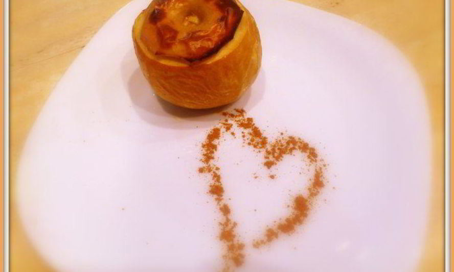 Рецепт яблока, запеченного с творожком