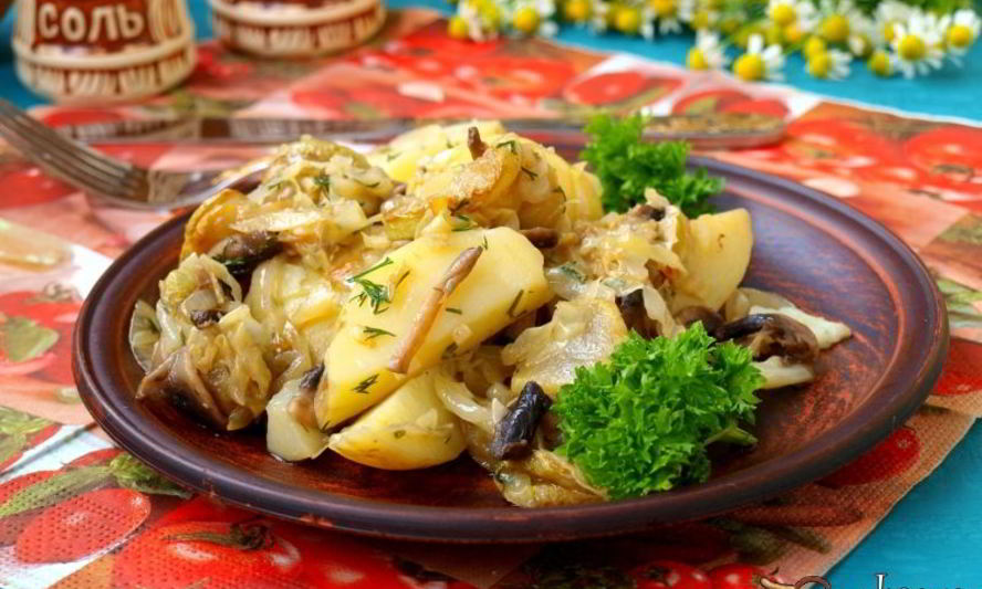 Рецепт гарнира из картофеля с кабачками и шампиньонами