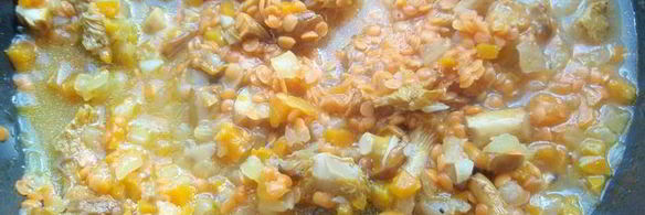 чечевица с лисичками