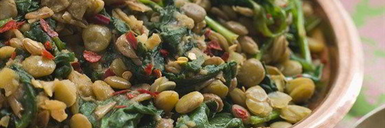 Чечевица со шпинатом