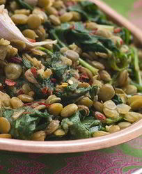 Чечевица со шпинатом