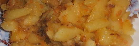 картофель с гузками индейки и овощами