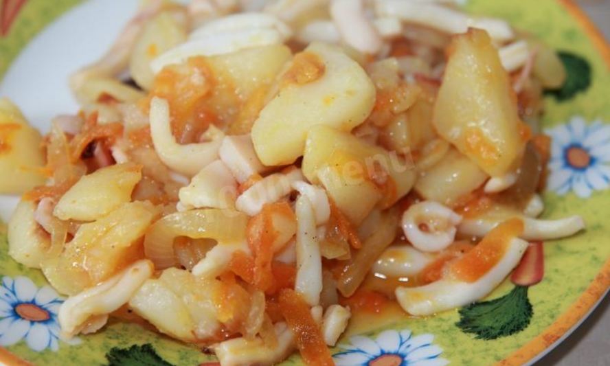 Рецепт картофеля с кальмарами