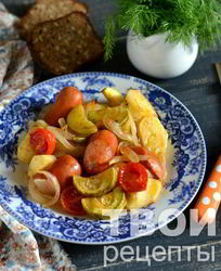 Картофель с сосисками