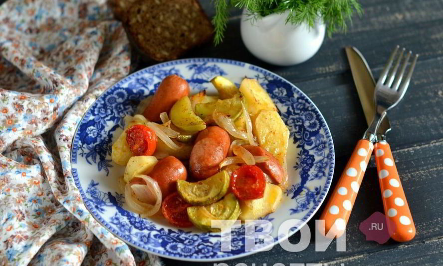 Рецепт картофеля с сосисками