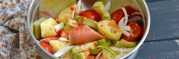 картофель с сосисками