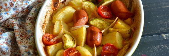 картофель с сосисками