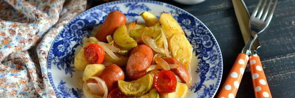 картофель с сосисками