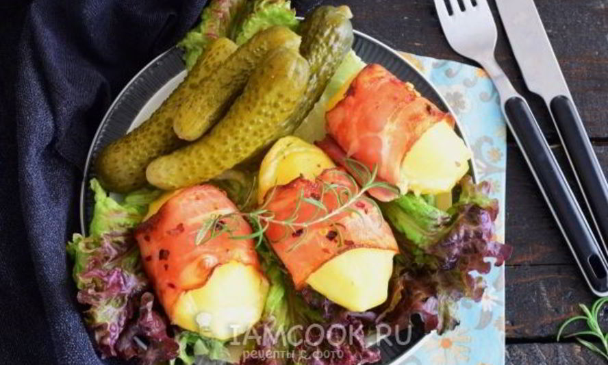 Рецепт картошки с беконом и сыром в духовке