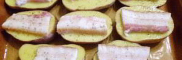 картошка с салом в духовке кораблики