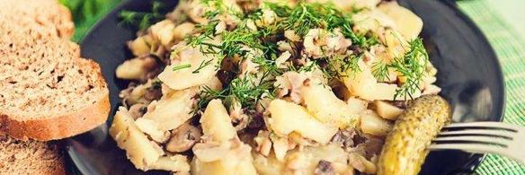 картошка с шампиньонами жареная