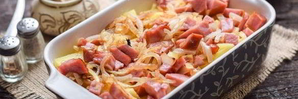 картошка с ветчиной и сыром в духовке