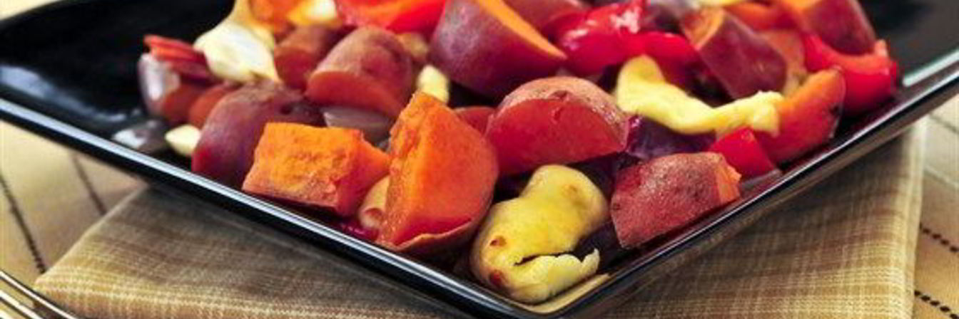 Красный картофель с перцем и сыром