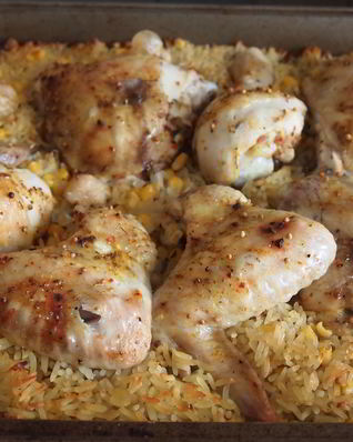 Ленивый тушеный рис с кукурузой