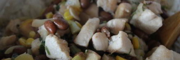 лимонный рис с курицей, кинзой и фасолью