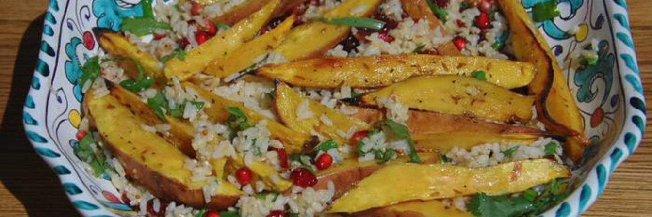 Рис с бататом, клюквой и гранатом