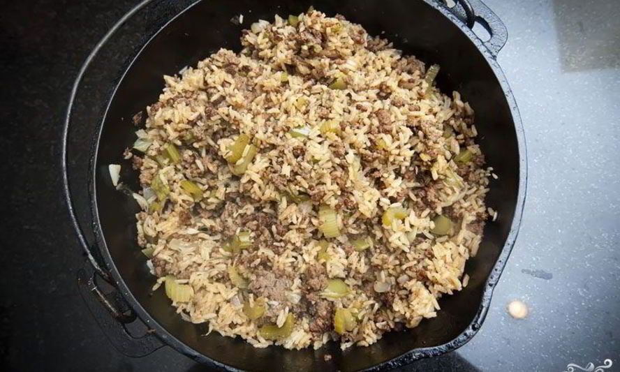 Рецепт риса с фаршем и овощами