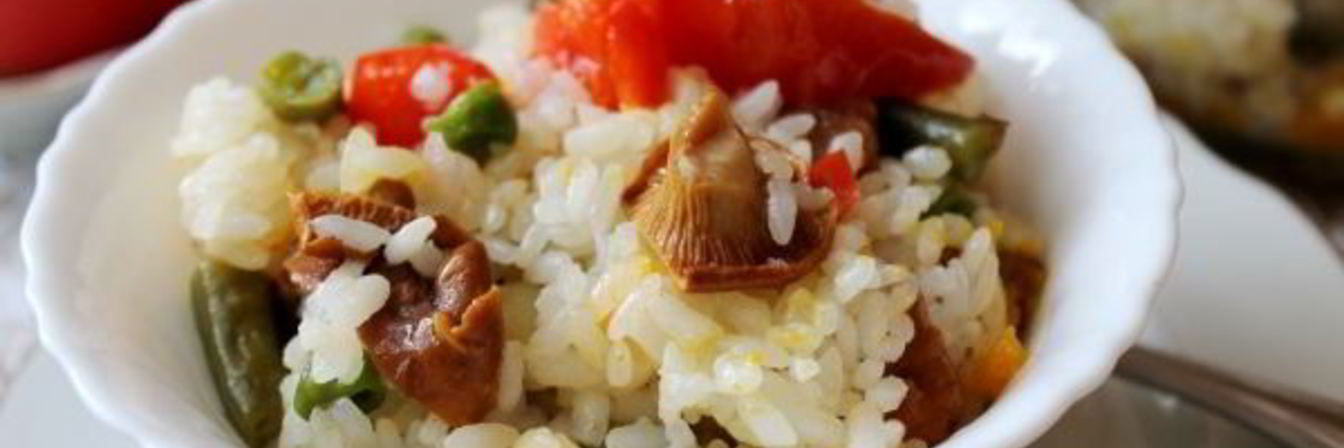 Рис с грибами и овощами