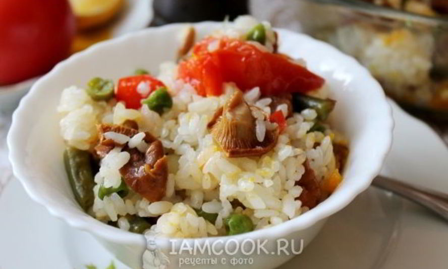 Рецепт риса с грибами и овощами