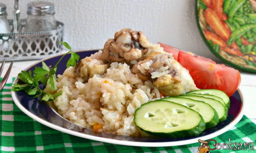 Рецепт риса с куриными крылышками в мультиварке