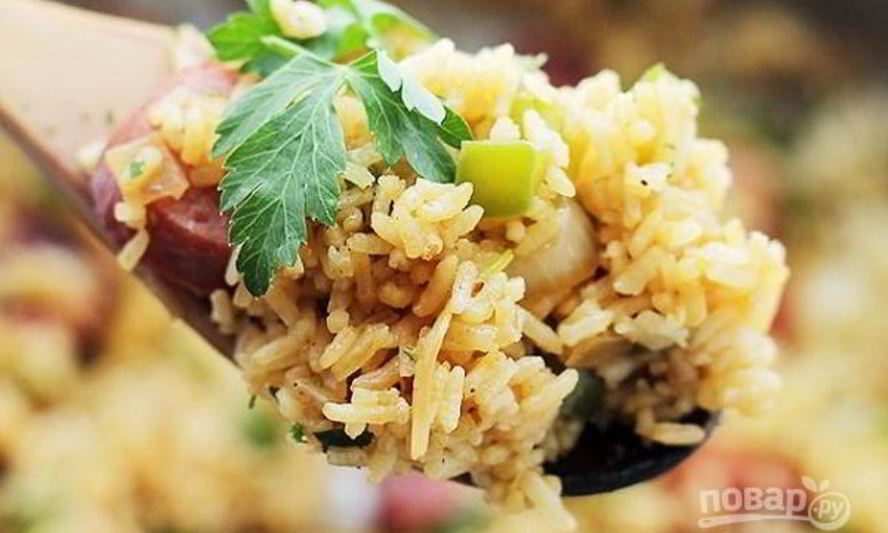 Рецепт риса с сосиской
