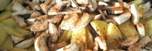 жареный картофель с шампиньонами