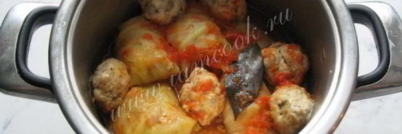 голубцы с курицей, свиной грудинкой и грибами